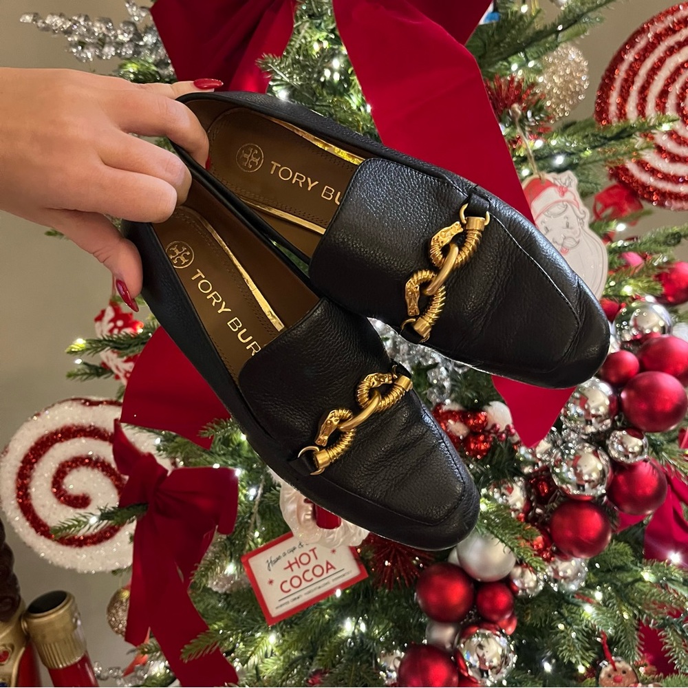 Tory Burch Black Jessa Loafer Leather Gold Hardware